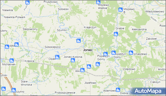mapa Joniec, Joniec na mapie Targeo