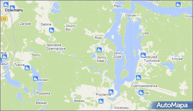 mapa Joniny Małe, Joniny Małe na mapie Targeo