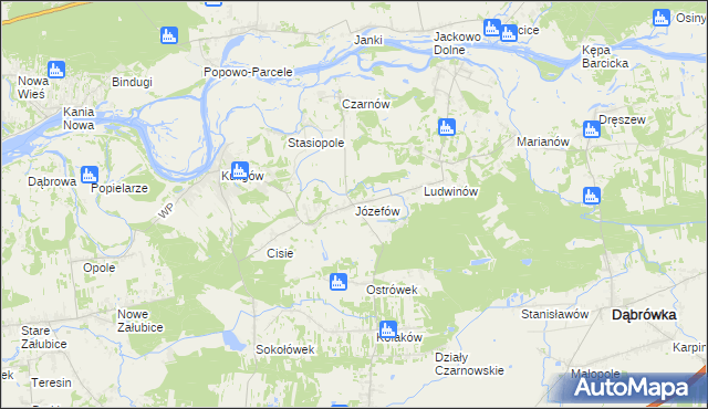 mapa Józefów gmina Dąbrówka, Józefów gmina Dąbrówka na mapie Targeo