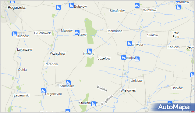 mapa Józefów gmina Koźmin Wielkopolski, Józefów gmina Koźmin Wielkopolski na mapie Targeo
