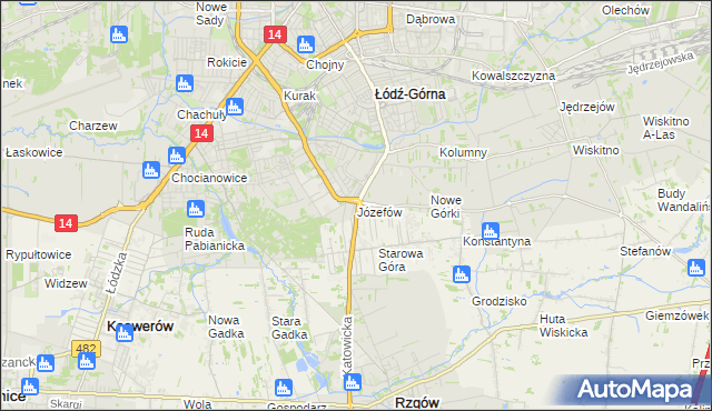 mapa Józefów gmina Łódź, Józefów gmina Łódź na mapie Targeo