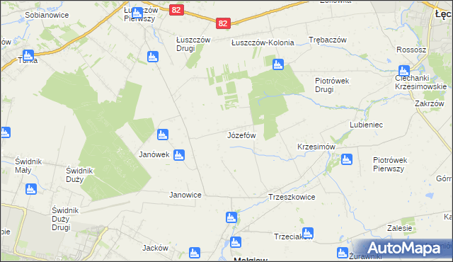 mapa Józefów gmina Mełgiew, Józefów gmina Mełgiew na mapie Targeo