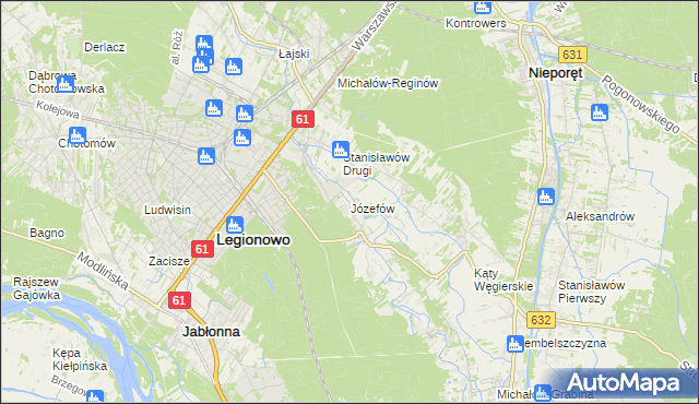 mapa Józefów gmina Nieporęt, Józefów gmina Nieporęt na mapie Targeo