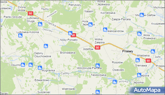 mapa Józefów gmina Pniewy, Józefów gmina Pniewy na mapie Targeo