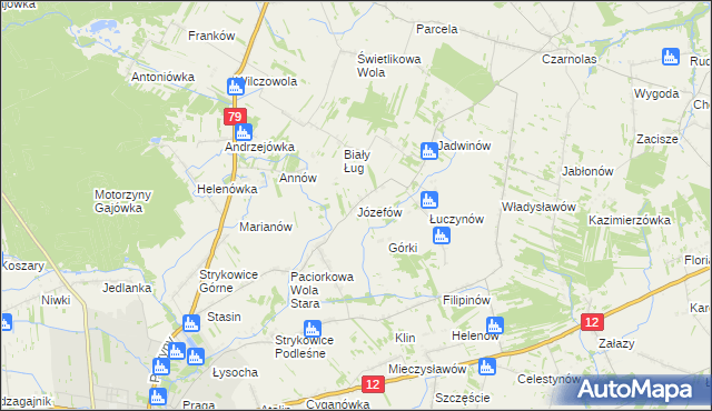 mapa Józefów gmina Zwoleń, Józefów gmina Zwoleń na mapie Targeo