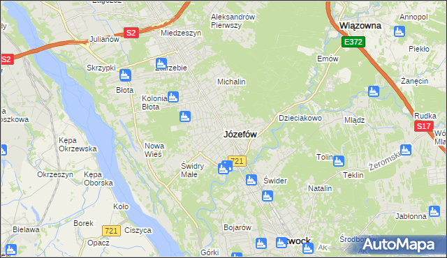 mapa Józefów powiat otwocki, Józefów powiat otwocki na mapie Targeo