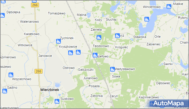 mapa Józefowo gmina Piotrków Kujawski, Józefowo gmina Piotrków Kujawski na mapie Targeo