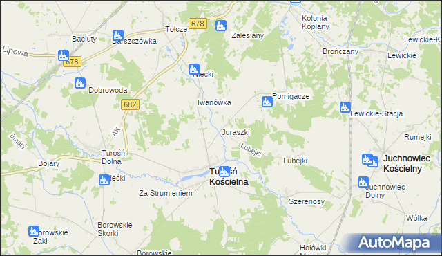 mapa Juraszki, Juraszki na mapie Targeo