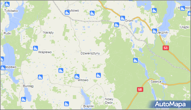 mapa Jurgi gmina Pasym, Jurgi gmina Pasym na mapie Targeo