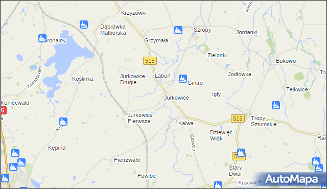mapa Jurkowice gmina Stary Targ, Jurkowice gmina Stary Targ na mapie Targeo