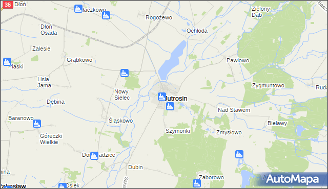 mapa Jutrosin powiat rawicki, Jutrosin powiat rawicki na mapie Targeo