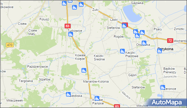 mapa Kaczki Średnie, Kaczki Średnie na mapie Targeo