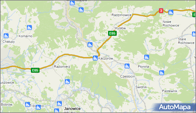 mapa Kaczorów gmina Bolków, Kaczorów gmina Bolków na mapie Targeo