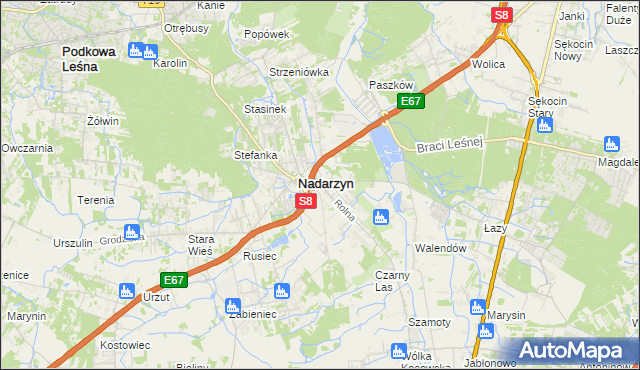 mapa Kajetany, Kajetany na mapie Targeo