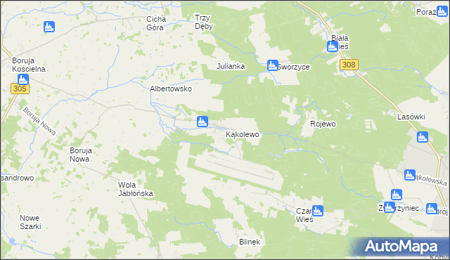 mapa Kąkolewo gmina Grodzisk Wielkopolski, Kąkolewo gmina Grodzisk Wielkopolski na mapie Targeo