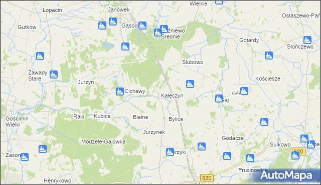 mapa Kałęczyn gmina Sońsk, Kałęczyn gmina Sońsk na mapie Targeo