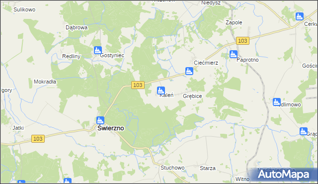 mapa Kaleń gmina Świerzno, Kaleń gmina Świerzno na mapie Targeo