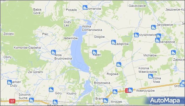 mapa Kaleń gmina Wieniawa, Kaleń gmina Wieniawa na mapie Targeo