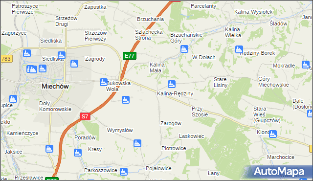 mapa Kalina-Rędziny, Kalina-Rędziny na mapie Targeo