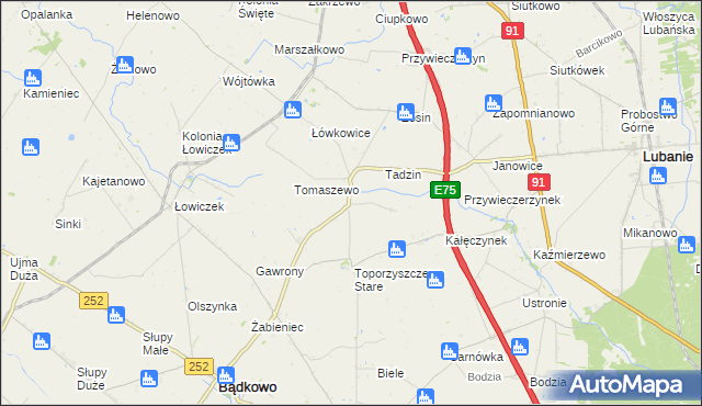 mapa Kalinowiec gmina Bądkowo, Kalinowiec gmina Bądkowo na mapie Targeo