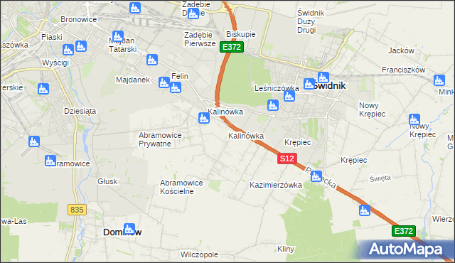 mapa Kalinówka gmina Głusk, Kalinówka gmina Głusk na mapie Targeo