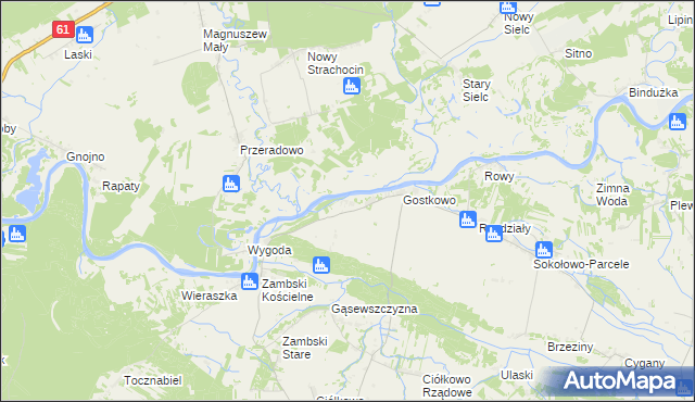 mapa Kalinowo gmina Obryte, Kalinowo gmina Obryte na mapie Targeo