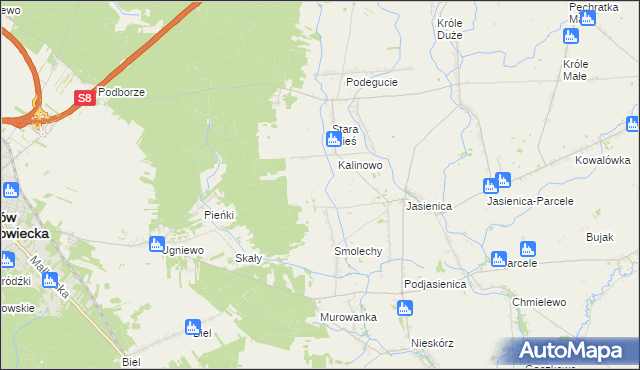 mapa Kalinowo-Parcele, Kalinowo-Parcele na mapie Targeo