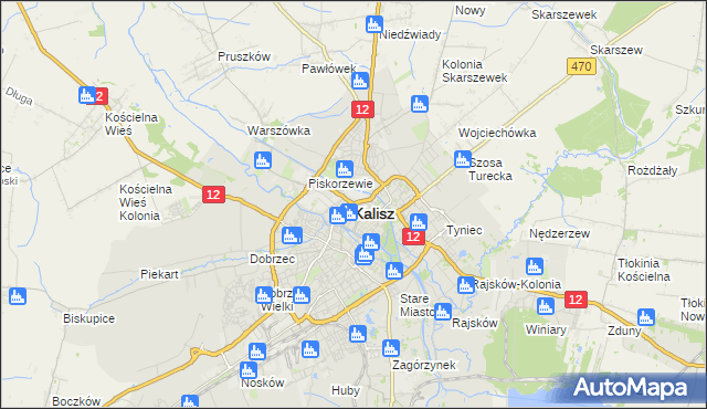 mapa Kalisza, Kalisz na mapie Targeo