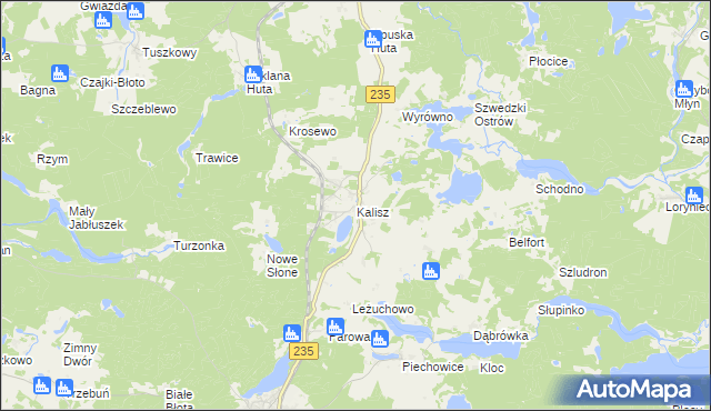 mapa Kalisz gmina Dziemiany, Kalisz gmina Dziemiany na mapie Targeo