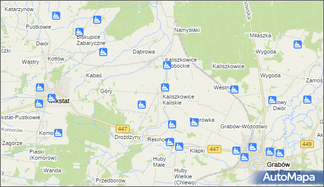 mapa Kaliszkowice Kaliskie, Kaliszkowice Kaliskie na mapie Targeo