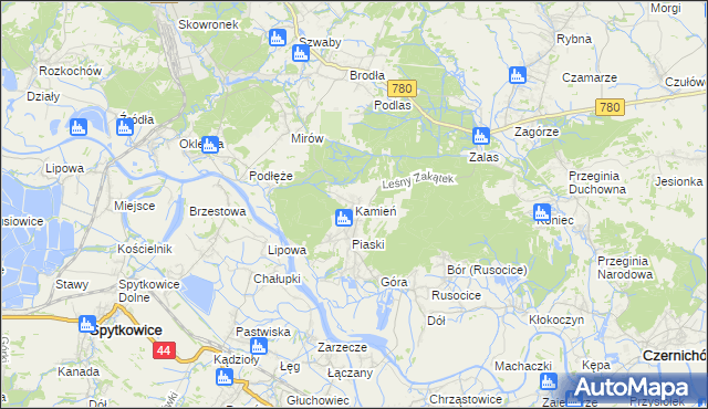 mapa Kamień gmina Czernichów, Kamień gmina Czernichów na mapie Targeo