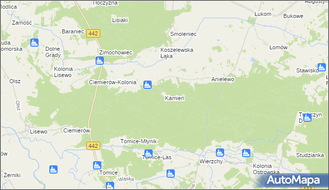 mapa Kamień gmina Pyzdry, Kamień gmina Pyzdry na mapie Targeo