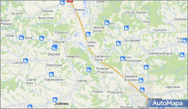 mapa Kamienica Dolna, Kamienica Dolna na mapie Targeo