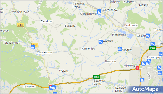 mapa Kamieniec gmina Kłodzko, Kamieniec gmina Kłodzko na mapie Targeo