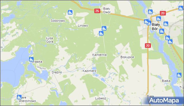 mapa Kamienna gmina Biały Bór, Kamienna gmina Biały Bór na mapie Targeo