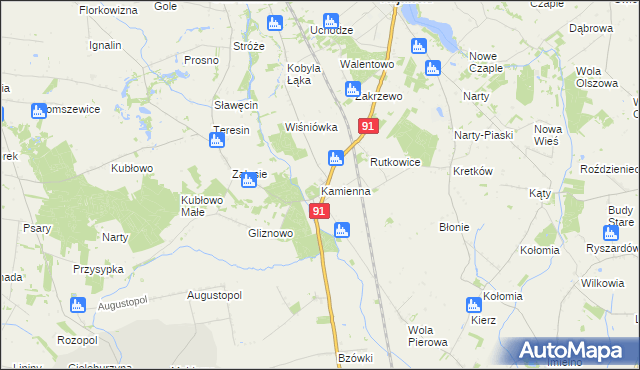 mapa Kamienna gmina Lubień Kujawski, Kamienna gmina Lubień Kujawski na mapie Targeo