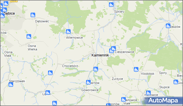 mapa Kamiennik powiat nyski, Kamiennik powiat nyski na mapie Targeo