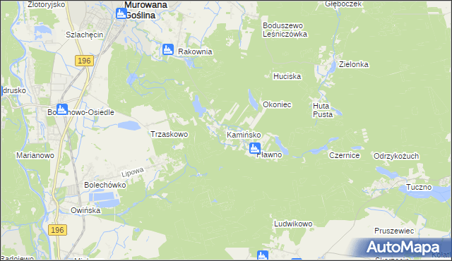 mapa Kamińsko gmina Murowana Goślina, Kamińsko gmina Murowana Goślina na mapie Targeo