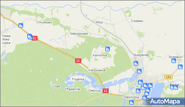mapa Kamionka gmina Chodzież, Kamionka gmina Chodzież na mapie Targeo