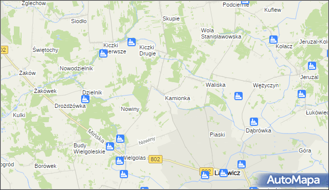 mapa Kamionka gmina Latowicz, Kamionka gmina Latowicz na mapie Targeo