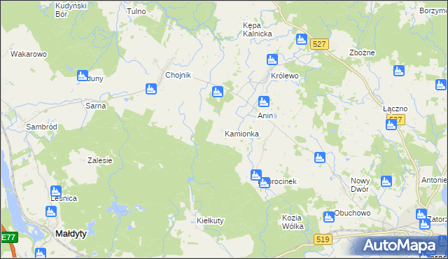 mapa Kamionka gmina Morąg, Kamionka gmina Morąg na mapie Targeo
