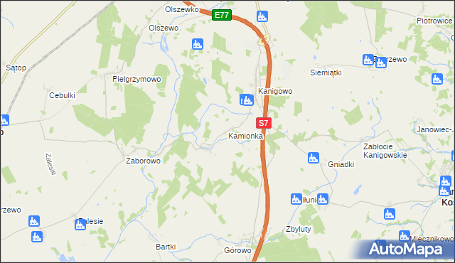 mapa Kamionka gmina Nidzica, Kamionka gmina Nidzica na mapie Targeo