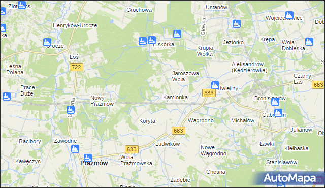 mapa Kamionka gmina Prażmów, Kamionka gmina Prażmów na mapie Targeo