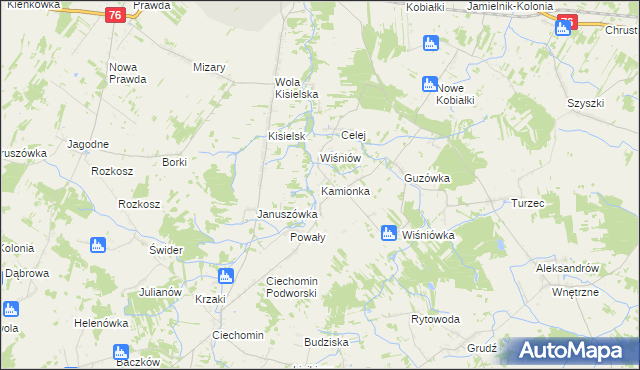mapa Kamionka gmina Stoczek Łukowski, Kamionka gmina Stoczek Łukowski na mapie Targeo