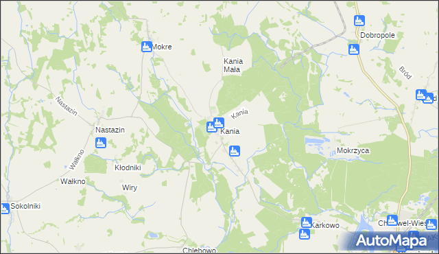 mapa Kania gmina Chociwel, Kania gmina Chociwel na mapie Targeo