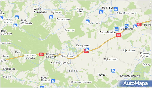 mapa Kanigówek, Kanigówek na mapie Targeo