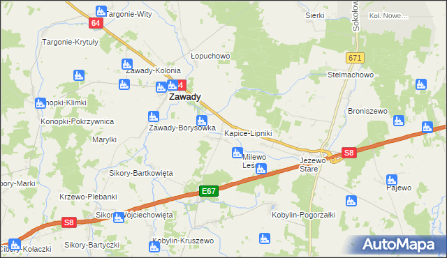 mapa Kapice-Lipniki, Kapice-Lipniki na mapie Targeo