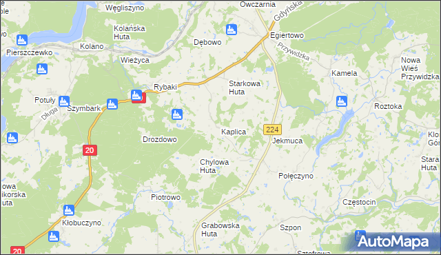 mapa Kaplica, Kaplica na mapie Targeo