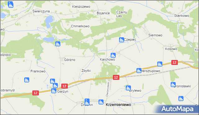 mapa Karchowo, Karchowo na mapie Targeo