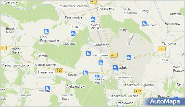 mapa Karczówek gmina Szadek, Karczówek gmina Szadek na mapie Targeo